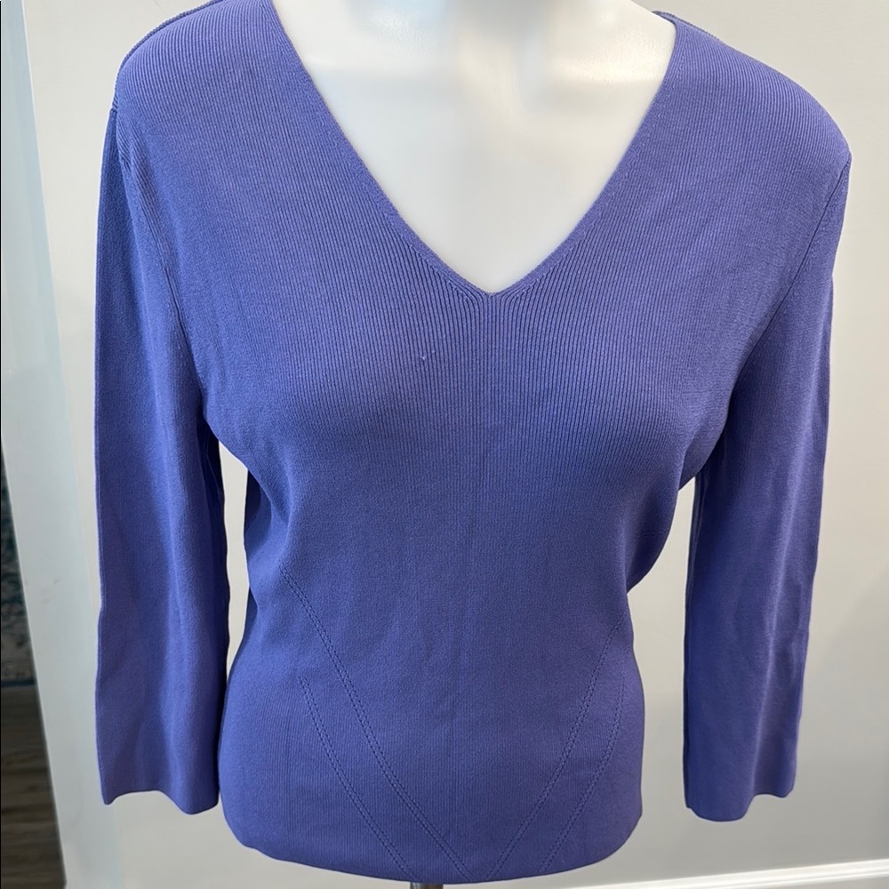 Cyrus Medium Purple V-Neck Sweater with Fitted Silhouette
